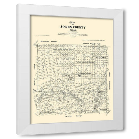 Jones County Texas - Walsh 1879 White Modern Wood Framed Art Print by Walsh