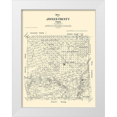 Jones County Texas - Walsh 1879 White Modern Wood Framed Art Print by Walsh