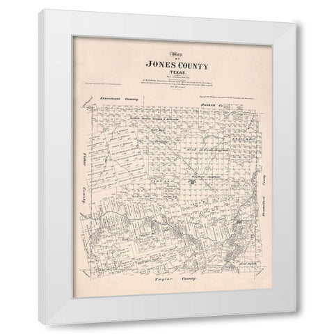 Jones County Texas - Walsh 1879 White Modern Wood Framed Art Print by Walsh