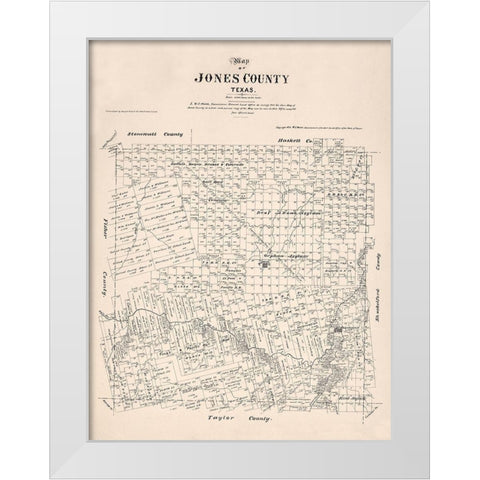 Jones County Texas - Walsh 1879 White Modern Wood Framed Art Print by Walsh