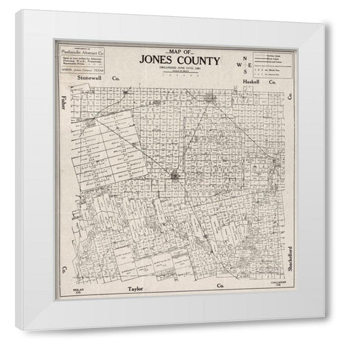 Jones County Texas -1880 White Modern Wood Framed Art Print by Unknown