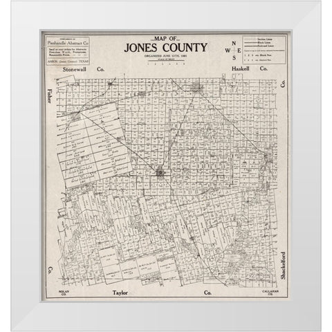 Jones County Texas -1880 White Modern Wood Framed Art Print by Unknown
