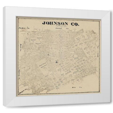Johnson County Texas -1887 White Modern Wood Framed Art Print by Unknown