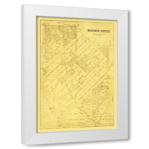 Kaufman County Texas -1871 White Modern Wood Framed Art Print by Unknown