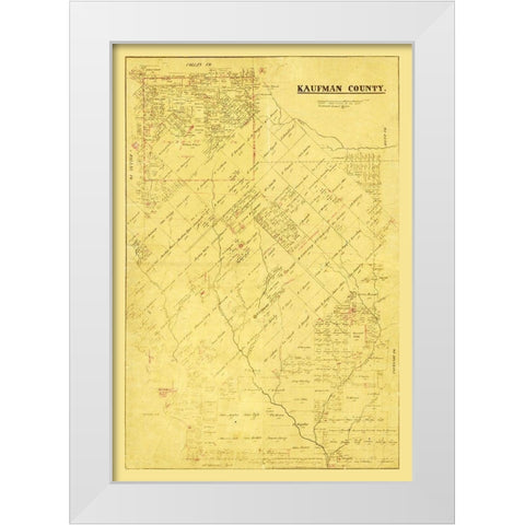 Kaufman County Texas -1871 White Modern Wood Framed Art Print by Unknown