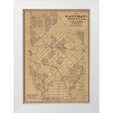 Kaufman County Texas - Jones 1878 White Modern Wood Framed Art Print by Jones