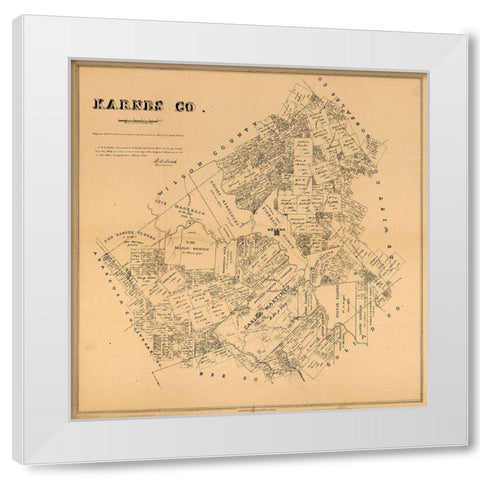Karnes County Texas - Walsh 1880 White Modern Wood Framed Art Print by Walsh