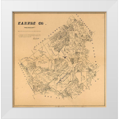 Karnes County Texas - Walsh 1880 White Modern Wood Framed Art Print by Walsh