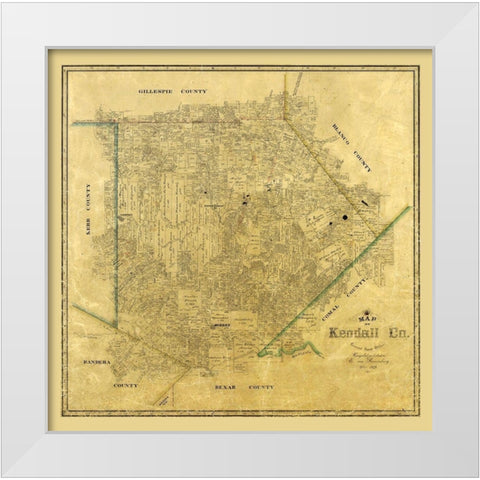 Kendall County Texas - Rosenberg 1879 White Modern Wood Framed Art Print by Rosenberg