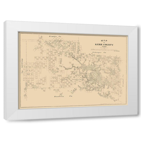 Kerr County Texas - Walsh 1879 White Modern Wood Framed Art Print by Walsh