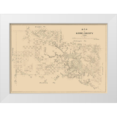Kerr County Texas - Walsh 1879 White Modern Wood Framed Art Print by Walsh