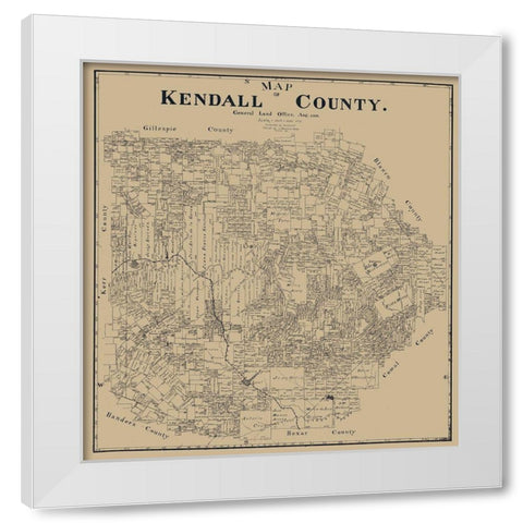 Kendall County Texas - Giles 1899 White Modern Wood Framed Art Print by Giles