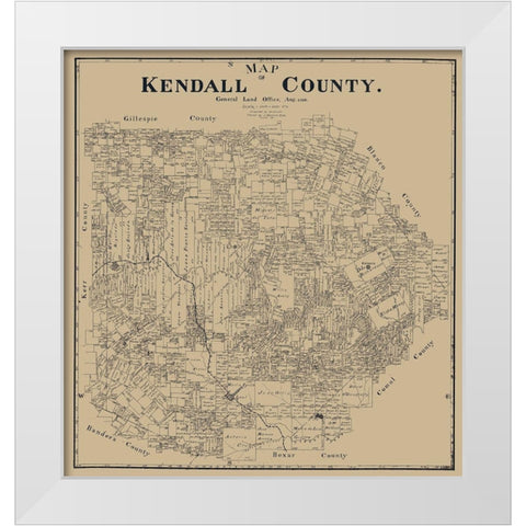 Kendall County Texas - Giles 1899 White Modern Wood Framed Art Print by Giles