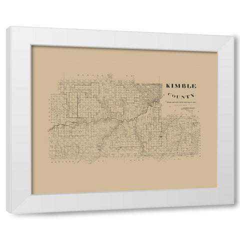 Kimble County Texas - McGaughey 1892 White Modern Wood Framed Art Print by McGaughey