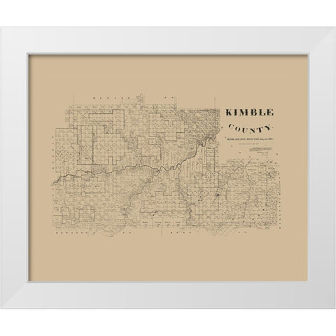 Kimble County Texas - McGaughey 1892 White Modern Wood Framed Art Print by McGaughey