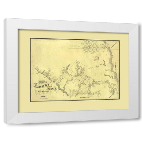 Kinney County Texas - Blau 1876 White Modern Wood Framed Art Print by Blau