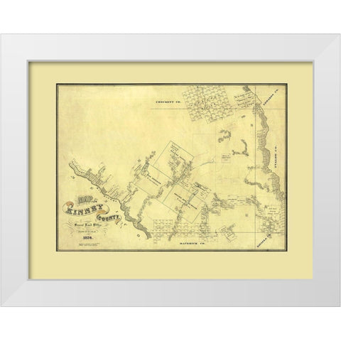Kinney County Texas - Blau 1876 White Modern Wood Framed Art Print by Blau