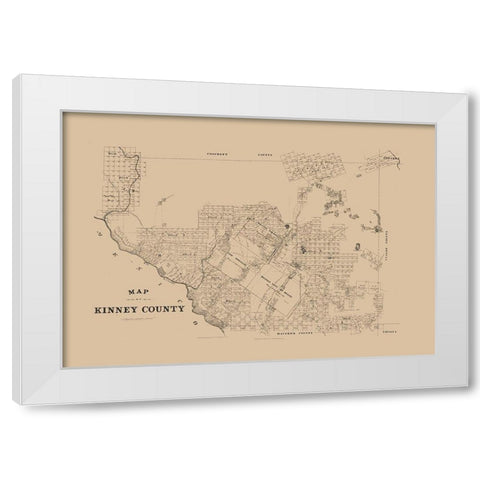 Kinney County Texas -1879 White Modern Wood Framed Art Print by Unknown