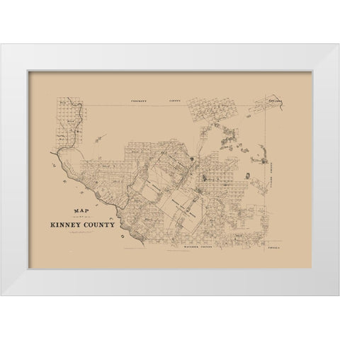 Kinney County Texas -1879 White Modern Wood Framed Art Print by Unknown