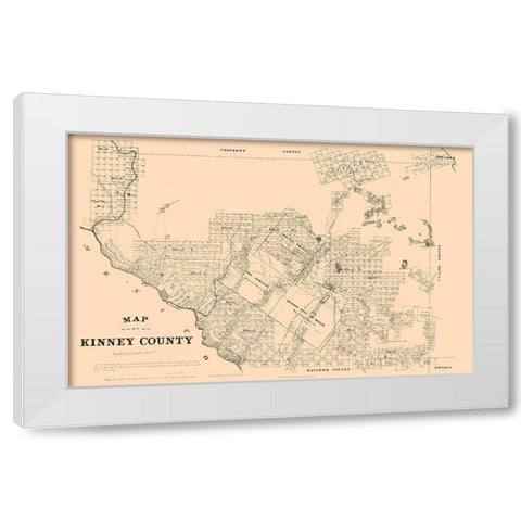 Kinney County Texas - Walsh 1879 White Modern Wood Framed Art Print by Walsh