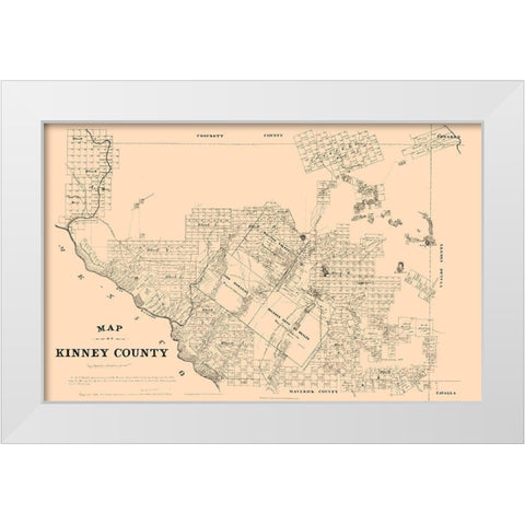Kinney County Texas - Walsh 1879 White Modern Wood Framed Art Print by Walsh