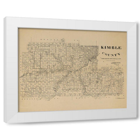 Kimble County Texas - McGaughey 1892 White Modern Wood Framed Art Print by McGaughey