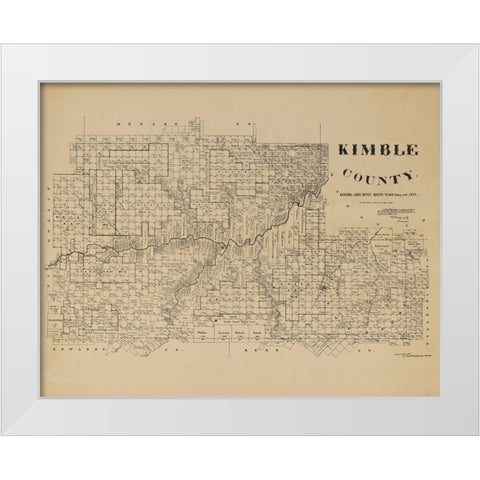 Kimble County Texas - McGaughey 1892 White Modern Wood Framed Art Print by McGaughey