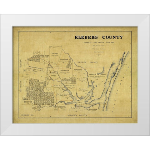 Kleberg County Texas - McDonald 1913 White Modern Wood Framed Art Print by McDonald