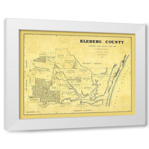 Kleberg County Texas - McDonald 1913 White Modern Wood Framed Art Print by McDonald