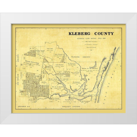 Kleberg County Texas - McDonald 1913 White Modern Wood Framed Art Print by McDonald