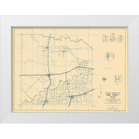 Knox Texas Highway - Highway Dept 1936 White Modern Wood Framed Art Print by Highway Dept