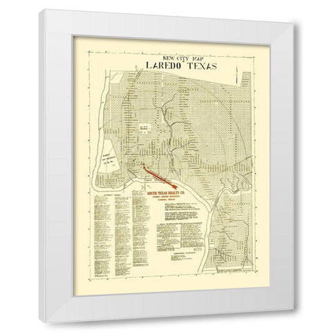 Laredo Texas - Alamo Blue Print 1930 White Modern Wood Framed Art Print by Alamo Blue Print