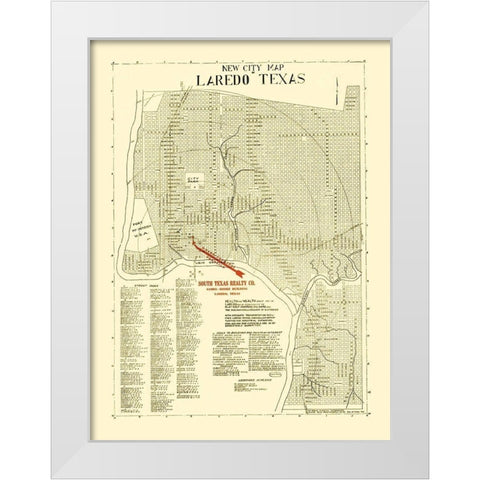 Laredo Texas - Alamo Blue Print 1930 White Modern Wood Framed Art Print by Alamo Blue Print