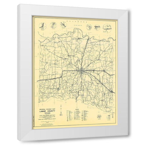 Lamar Texas Highway - Highway Dept 1936 White Modern Wood Framed Art Print by Highway Dept