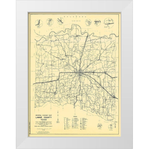 Lamar Texas Highway - Highway Dept 1936 White Modern Wood Framed Art Print by Highway Dept