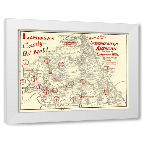 Lampasas County Oil Field Texas - 1920 White Modern Wood Framed Art Print by Unknown