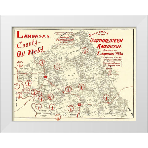 Lampasas County Oil Field Texas - 1920 White Modern Wood Framed Art Print by Unknown