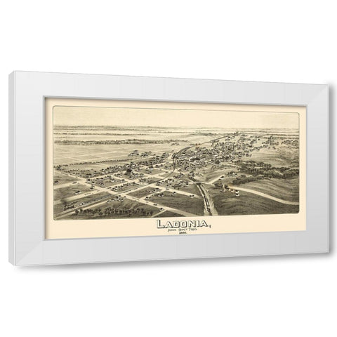 Ladonia Texas - Fowler 1891 White Modern Wood Framed Art Print by Fowler