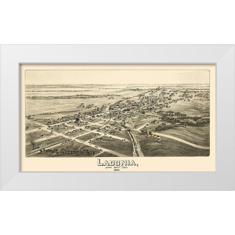 Ladonia Texas - Fowler 1891 White Modern Wood Framed Art Print by Fowler