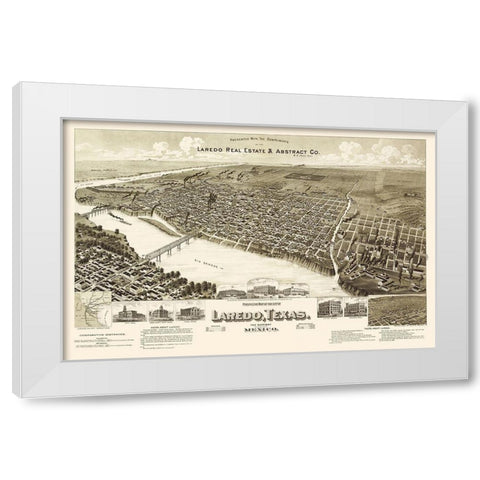 Laredo Texas - American Pub Co 1892 White Modern Wood Framed Art Print by American Pub Co