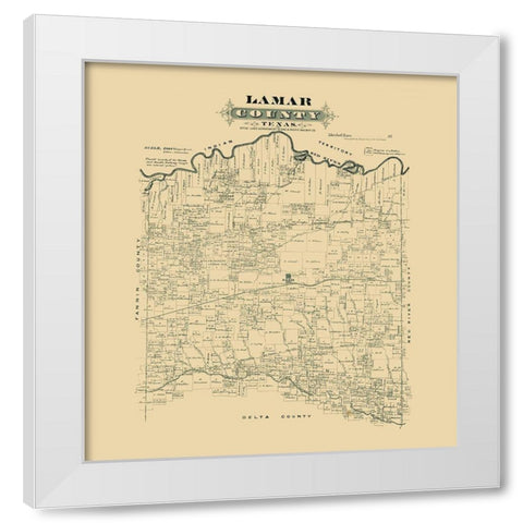 Lamar County Texas -1870 White Modern Wood Framed Art Print by Unknown
