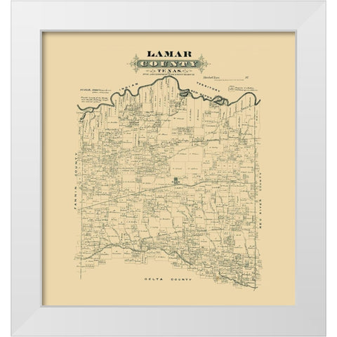 Lamar County Texas -1870 White Modern Wood Framed Art Print by Unknown