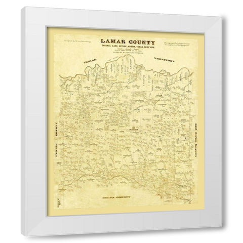 Lamar County Texas - Lucas 1873 White Modern Wood Framed Art Print by Lucas