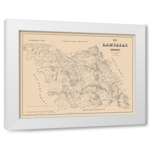 Lampasas County Texas - Walsh 1879 White Modern Wood Framed Art Print by Walsh