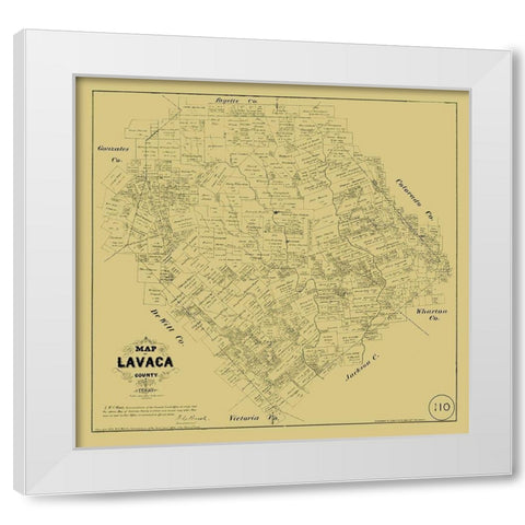 Lavaca County Texas - Walsh 1879 White Modern Wood Framed Art Print by Walsh