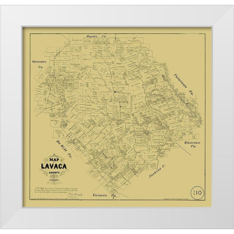 Lavaca County Texas - Walsh 1879 White Modern Wood Framed Art Print by Walsh