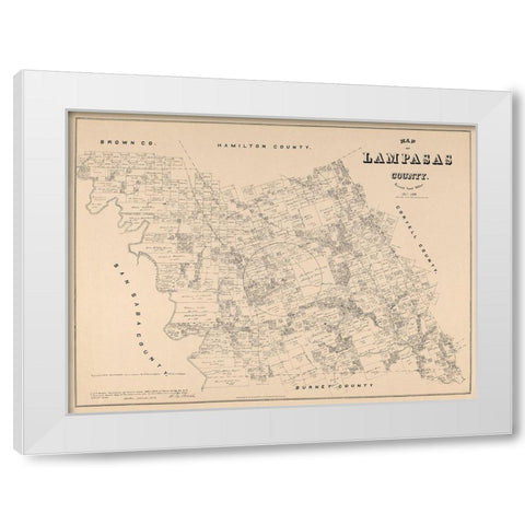 Lampasas County Texas - Walsh 1879 White Modern Wood Framed Art Print by Walsh