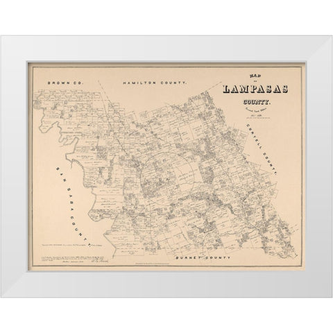 Lampasas County Texas - Walsh 1879 White Modern Wood Framed Art Print by Walsh