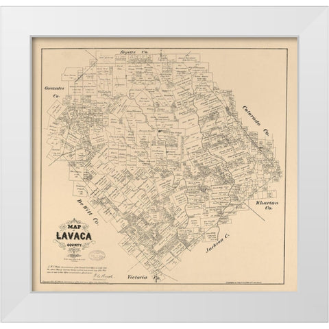 Lavaca County Texas - Walsh 1879 White Modern Wood Framed Art Print by Walsh