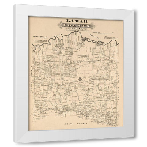 Lamar County Texas - Gast 1870 White Modern Wood Framed Art Print by Gast